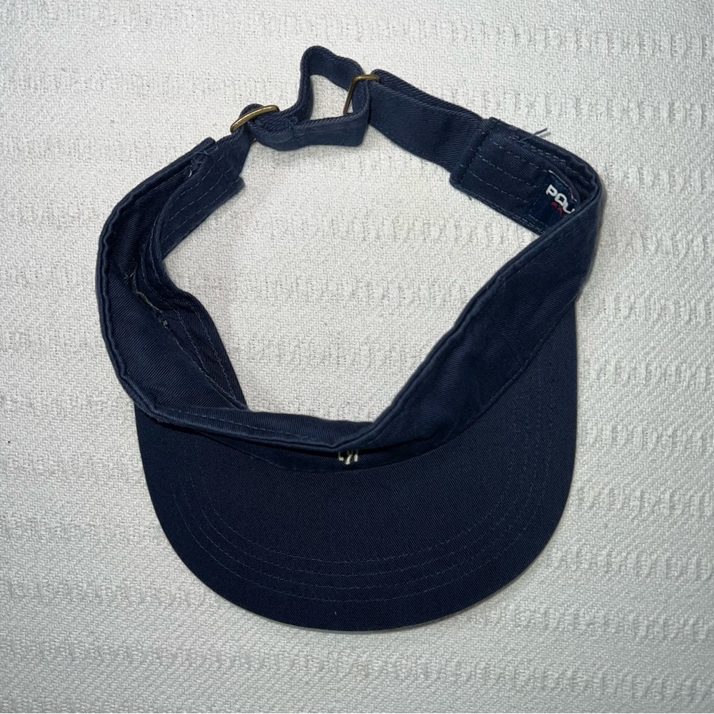 Ralph Lauren Polo Tennis Visor Hat Navy Blue Logo One Size Adjustable Cap Sporty - Picture 3 of 6